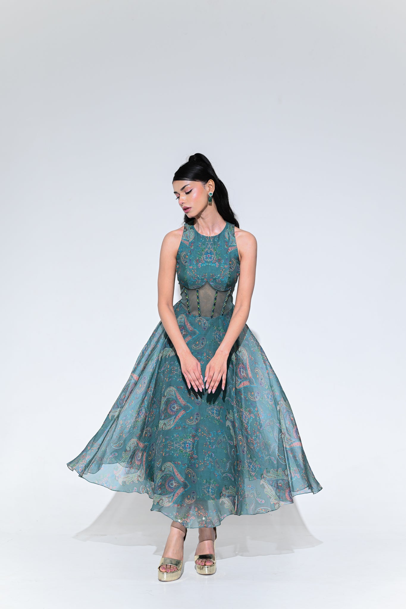 IRIS MIST CRYSTAL MIDI DRESS