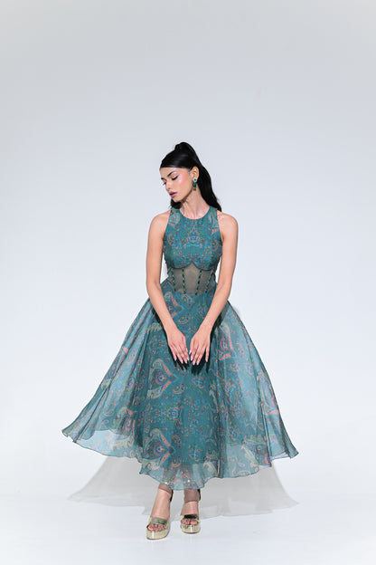 IRIS MIST CRYSTAL MIDI DRESS