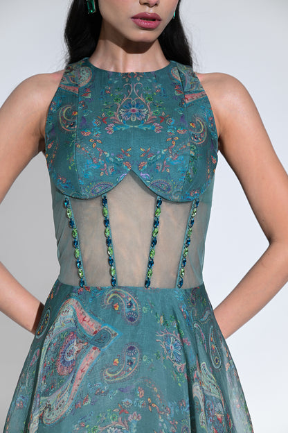 IRIS MIST CRYSTAL MIDI DRESS