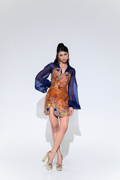 AMBER BLOOM EMBROIDERED DRESS WITH SHIRT