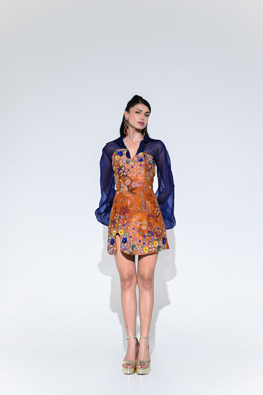 AMBER BLOOM EMBROIDERED DRESS WITH SHIRT