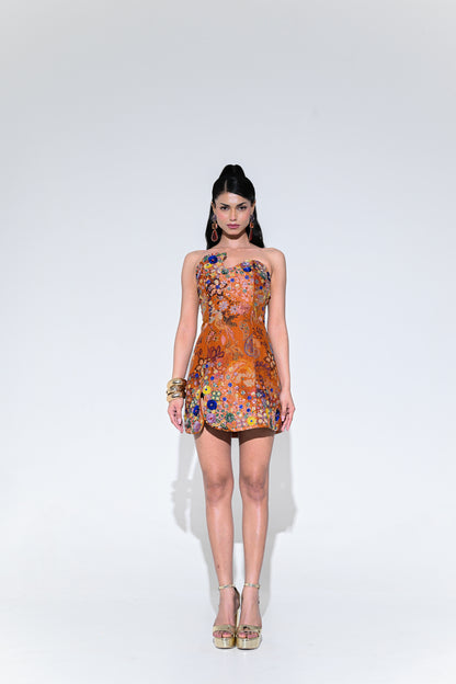 AMBER BLOOM LIGHT EMBROIDERED DRESS