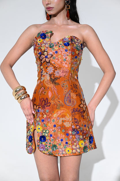 AMBER BLOOM LIGHT EMBROIDERED DRESS