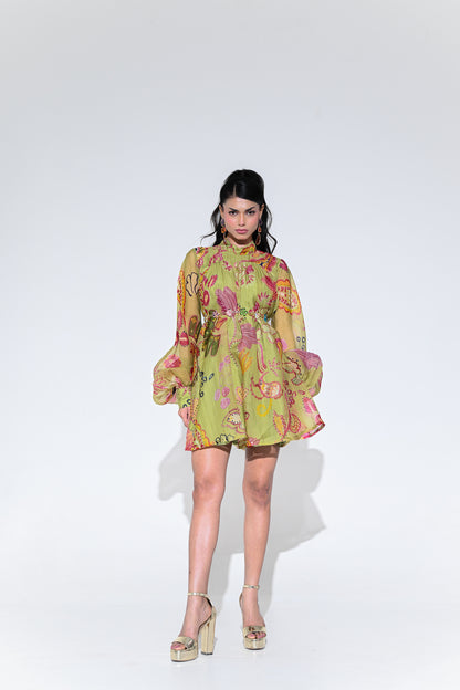 OLIVE GREEN DOLL DRESS WITH BELT