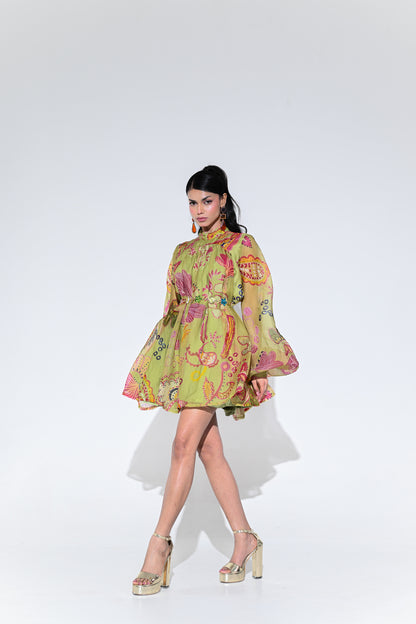 OLIVE GREEN DOLL DRESS WITH BELT