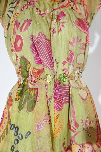 OLIVE GREEN DOLL DRESS WITH BELT