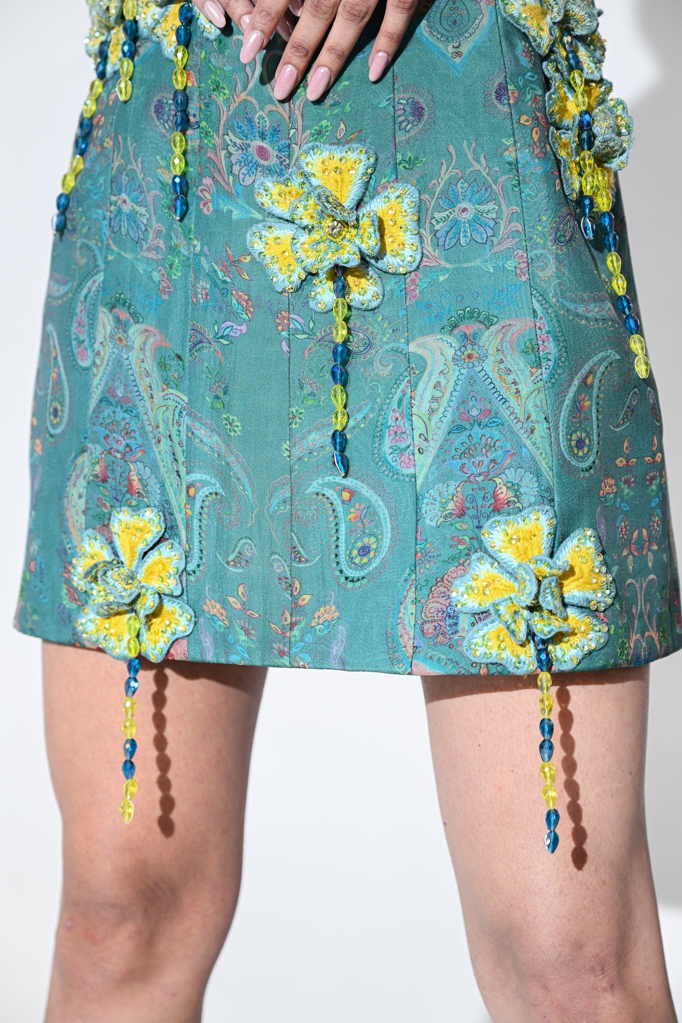 IRIS MIST FLOWER PATCH CORSET DRESS