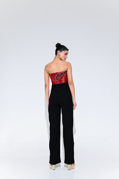 SCARLET FLOWER PATCH JUMPSUIT