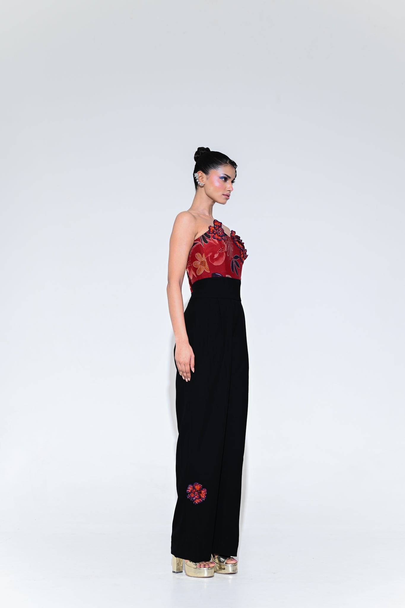 SCARLET FLOWER PATCH JUMPSUIT