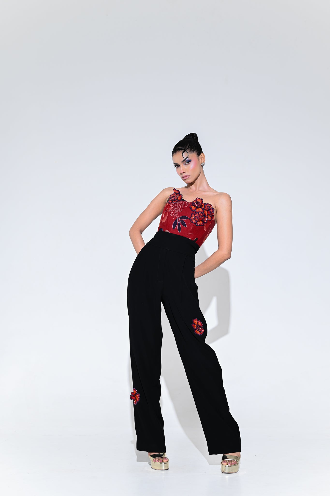 SCARLET FLOWER PATCH JUMPSUIT