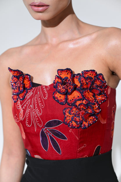 SCARLET FLOWER PATCH JUMPSUIT