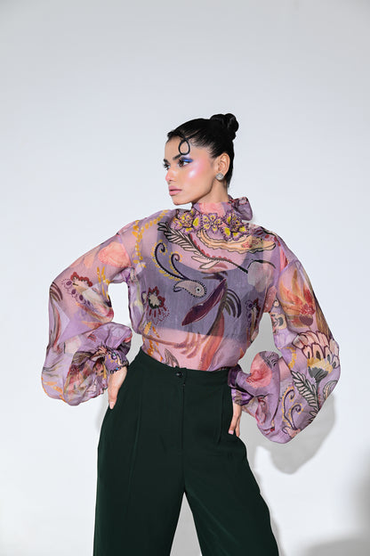 VIOLET BLOOM SHIRT PANT SET