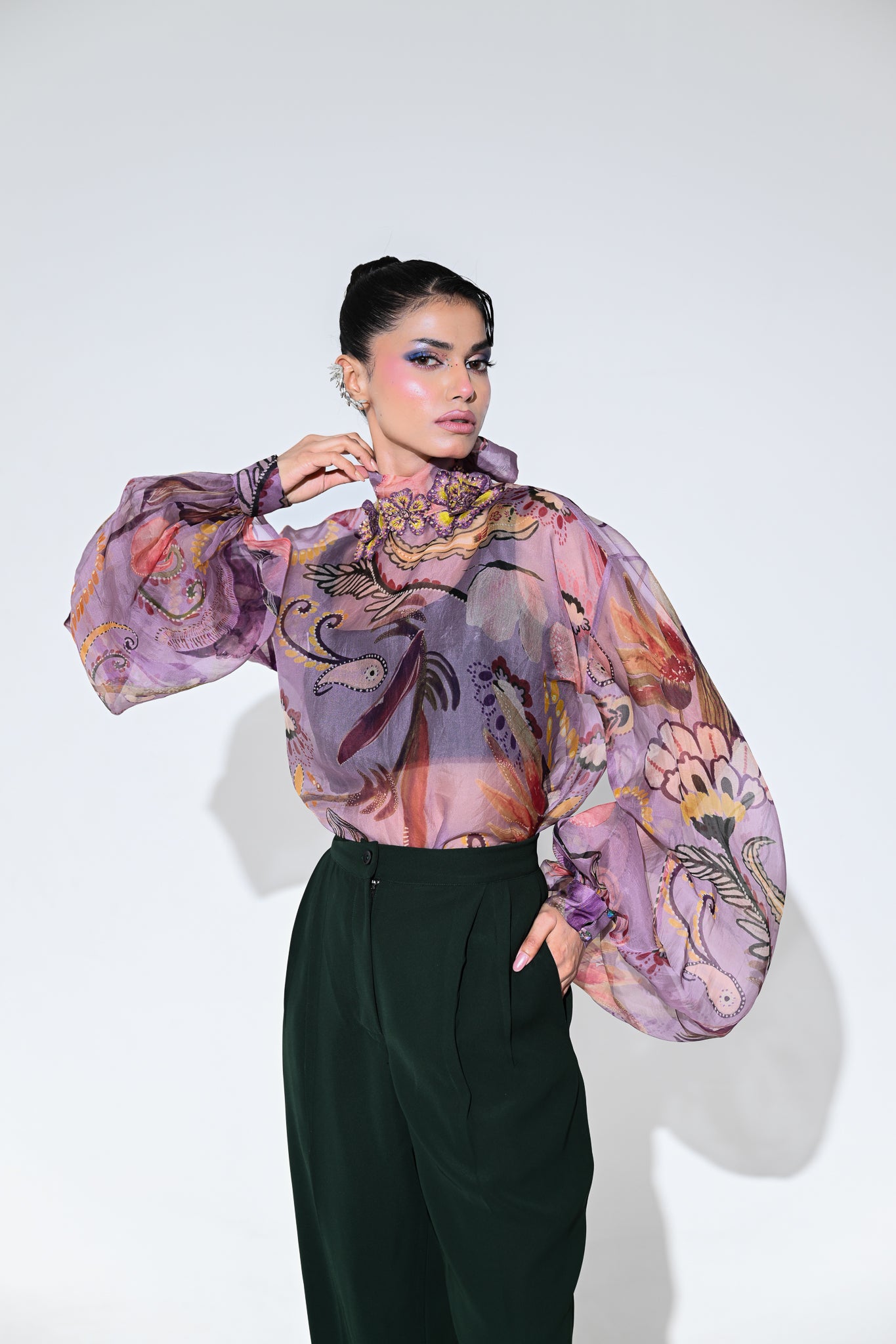 VIOLET BLOOM SHIRT PANT SET
