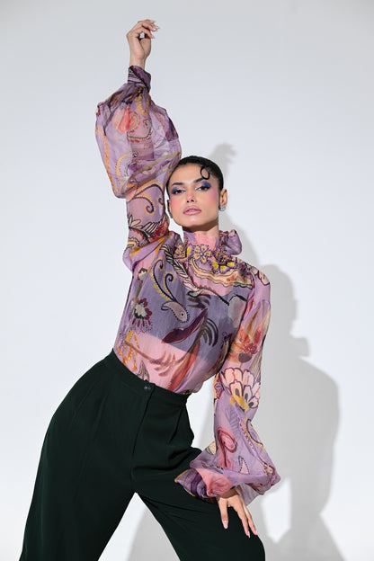 VIOLET BLOOM SHIRT PANT SET