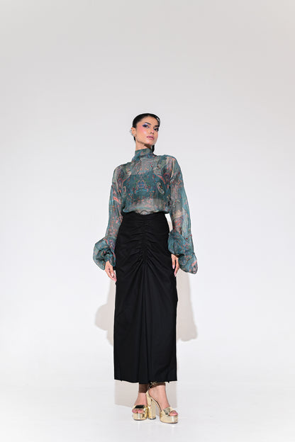 IRIS MIST EMBROIDERED SHIRT SKIRT SET