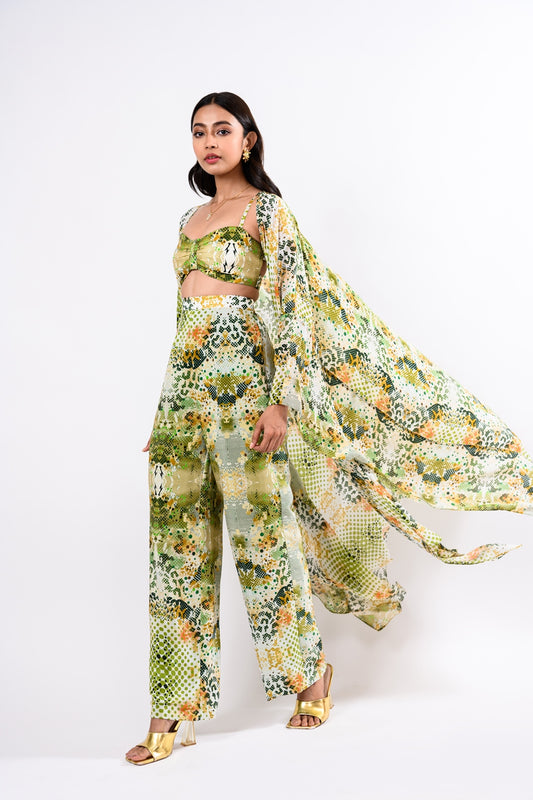GREEN COORD KAFTAN SET