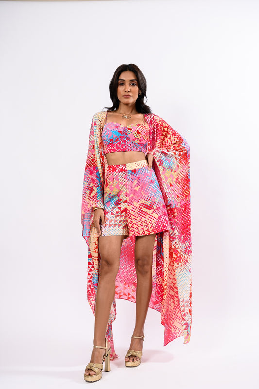 RED COORD KAFTAN SET