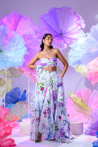 our bloom print dhoti skirt set