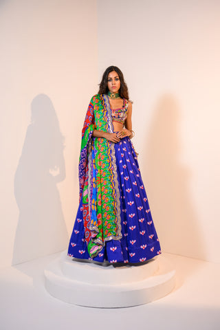 Our Indica Lehenga With A Hand Embroidered Corset Paired With Veronica Dupatta