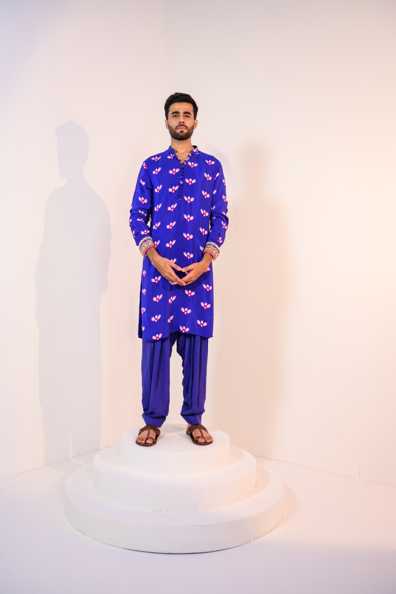 Our indica kurta with embelished cuff and cowl pants