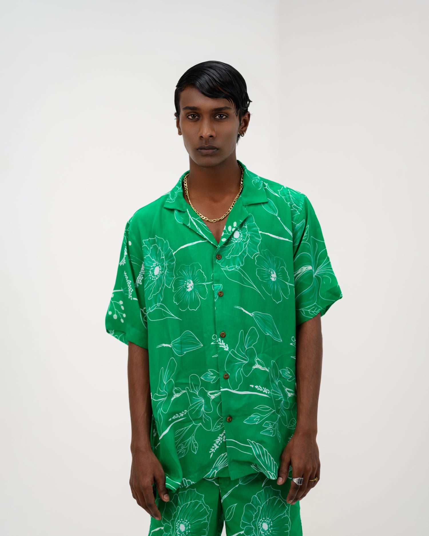 Green Flora Half Sleeve Shirt