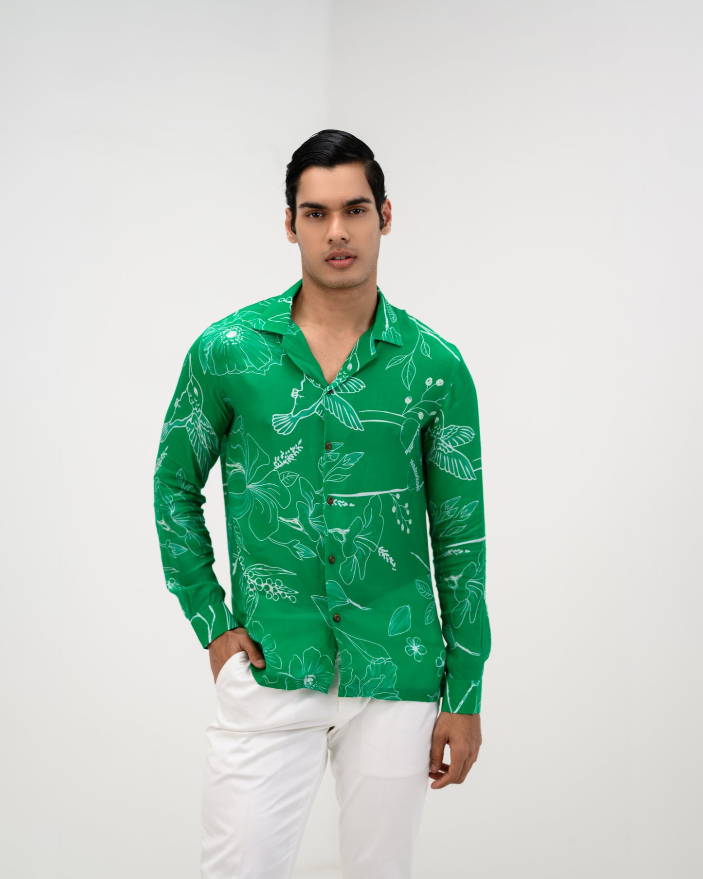 green flora full sleeve shirt