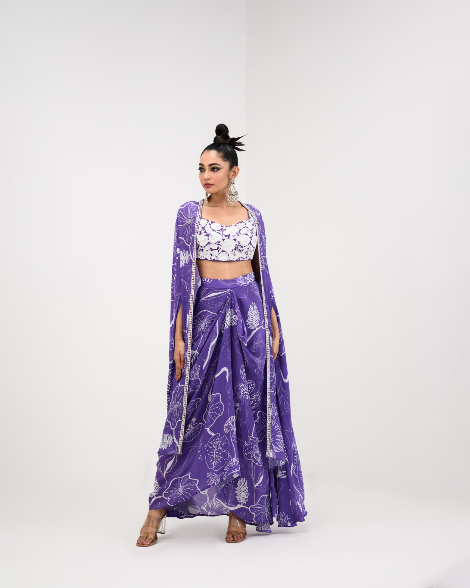 Sushi - Purple Flora Dhoti Skirt Set