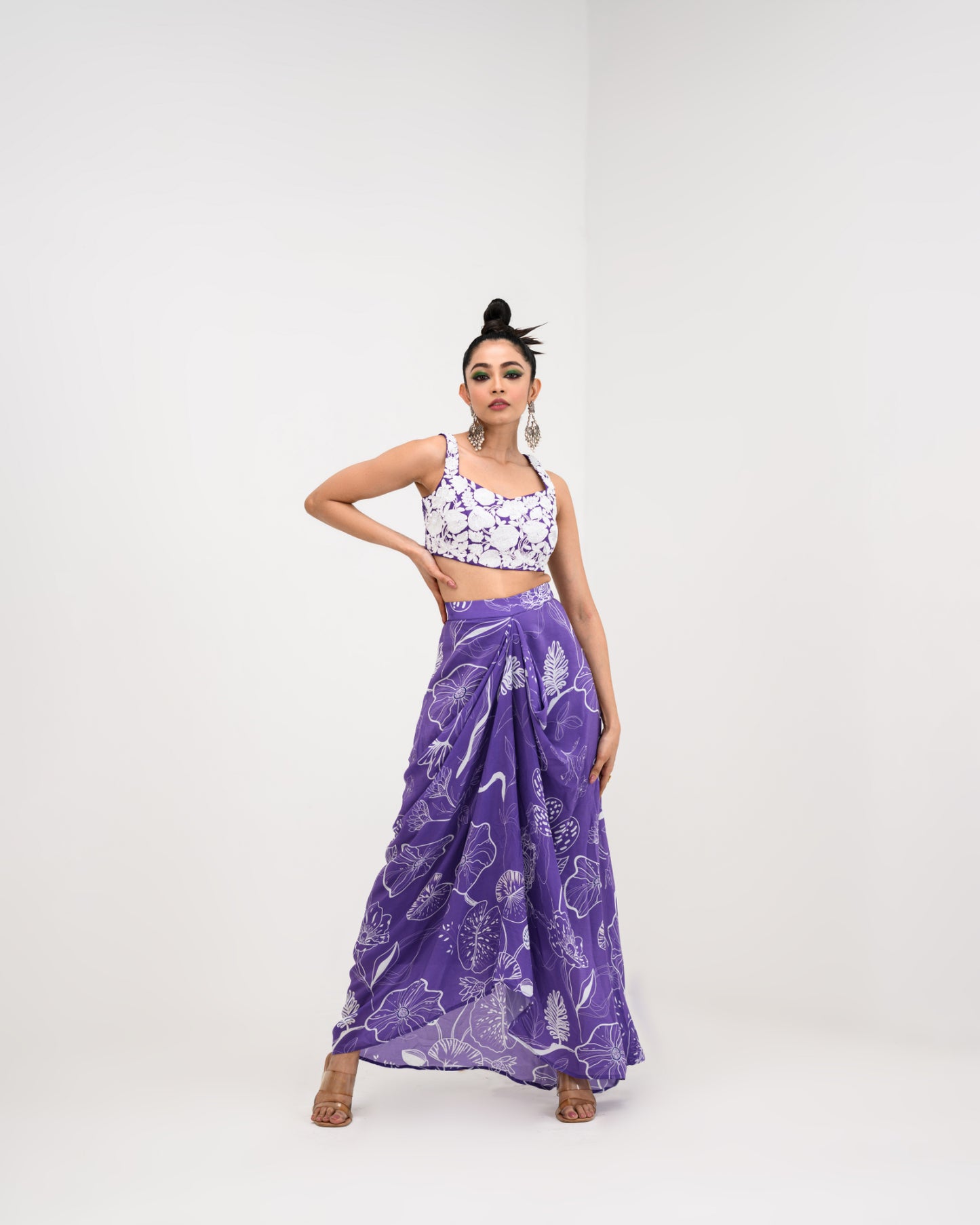 Sushi - Purple Flora Dhoti Skirt Set