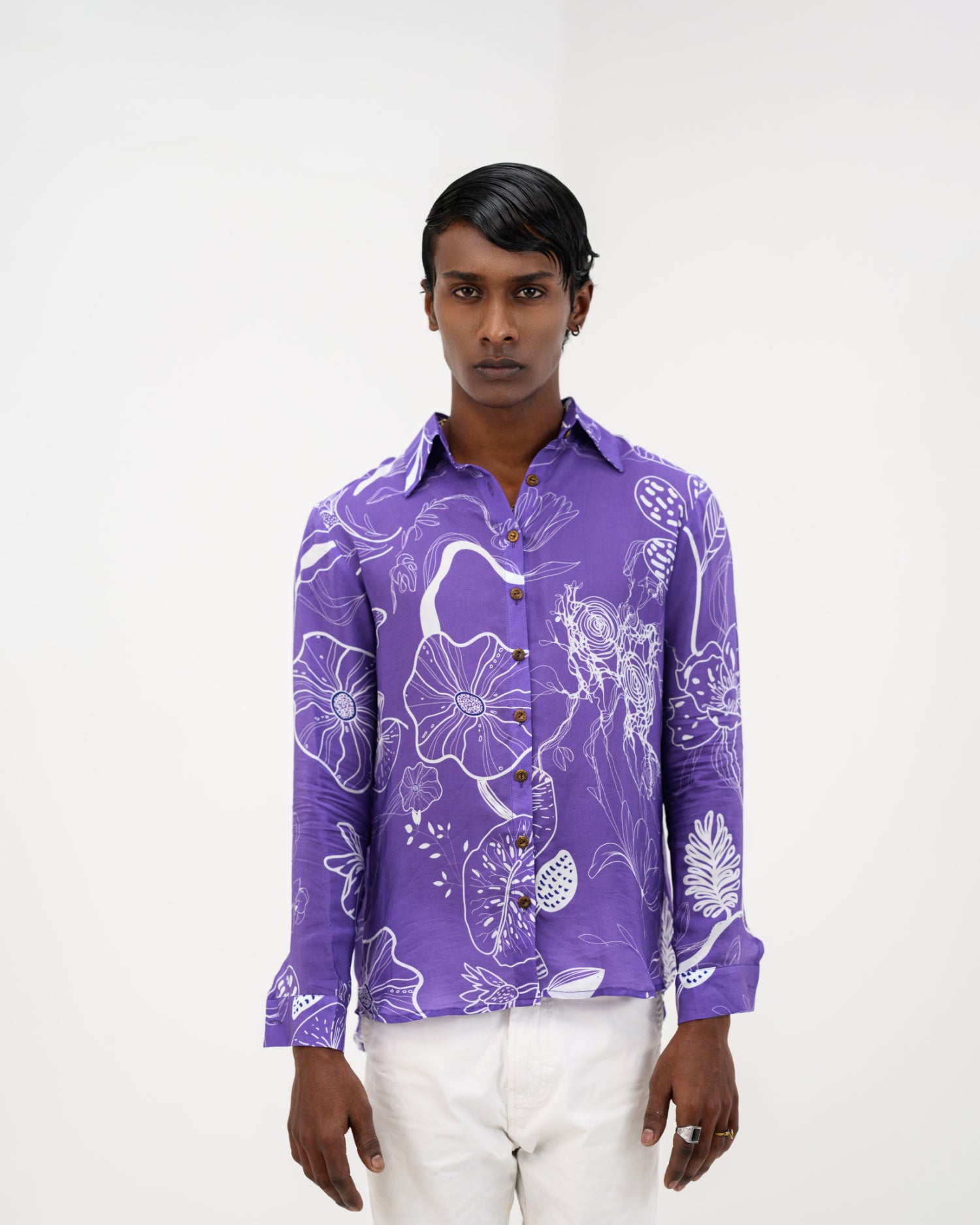 Purple Flora Full Sleeve Shirt